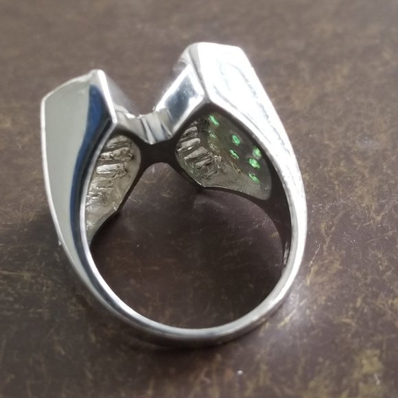 Sterling Baguette & Crystal Ring Sz 7 - Picture 7 of 15